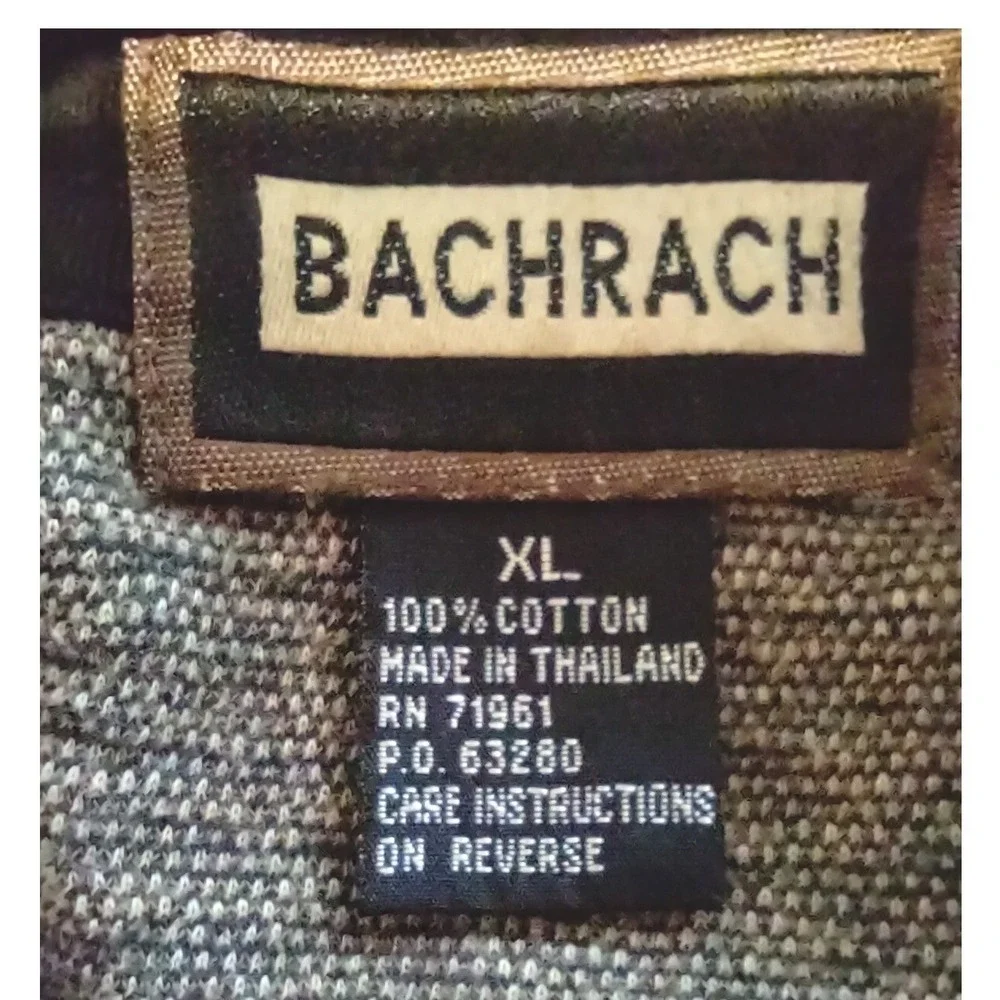 Bachrach Polo Shirt XL Vintage Retro Norm Grandpa Core Grey Long Sleeve Knit Men